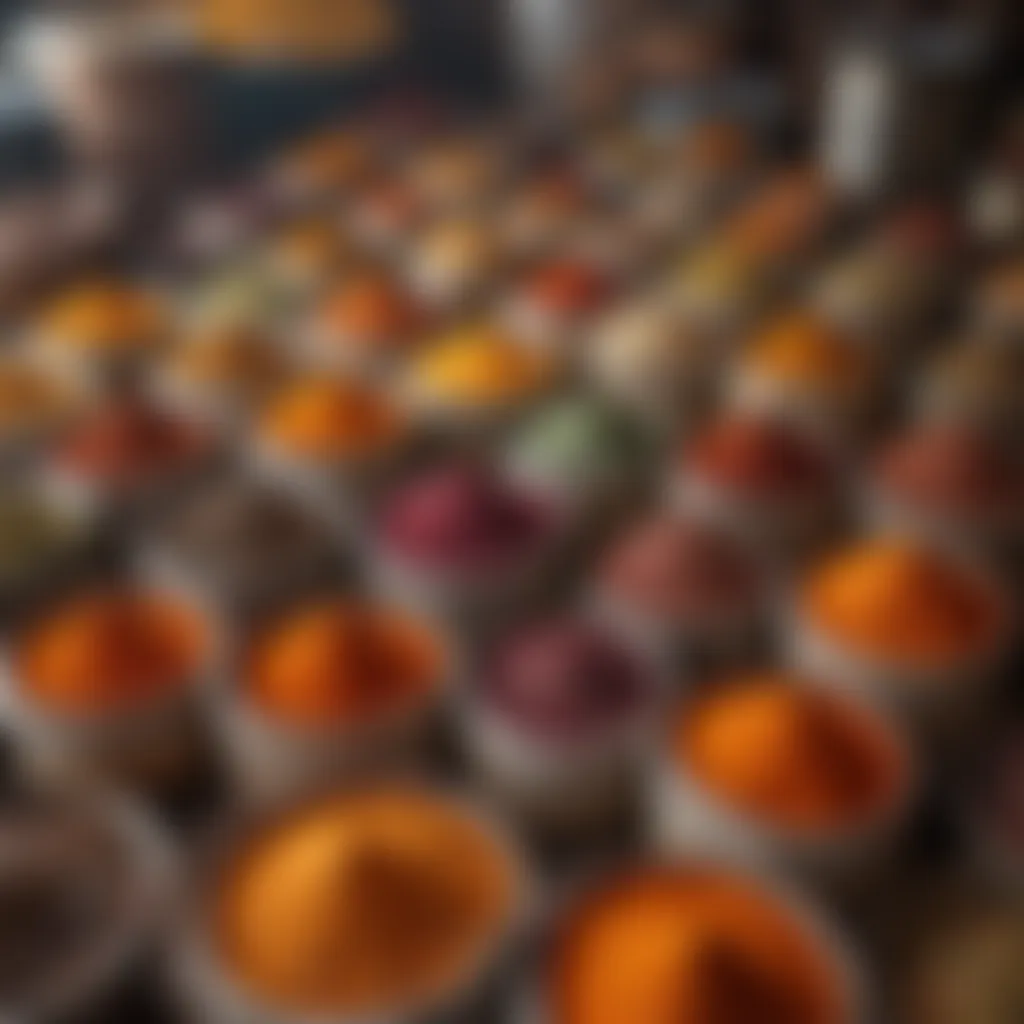 Spice Market in India with Colorful Spices
