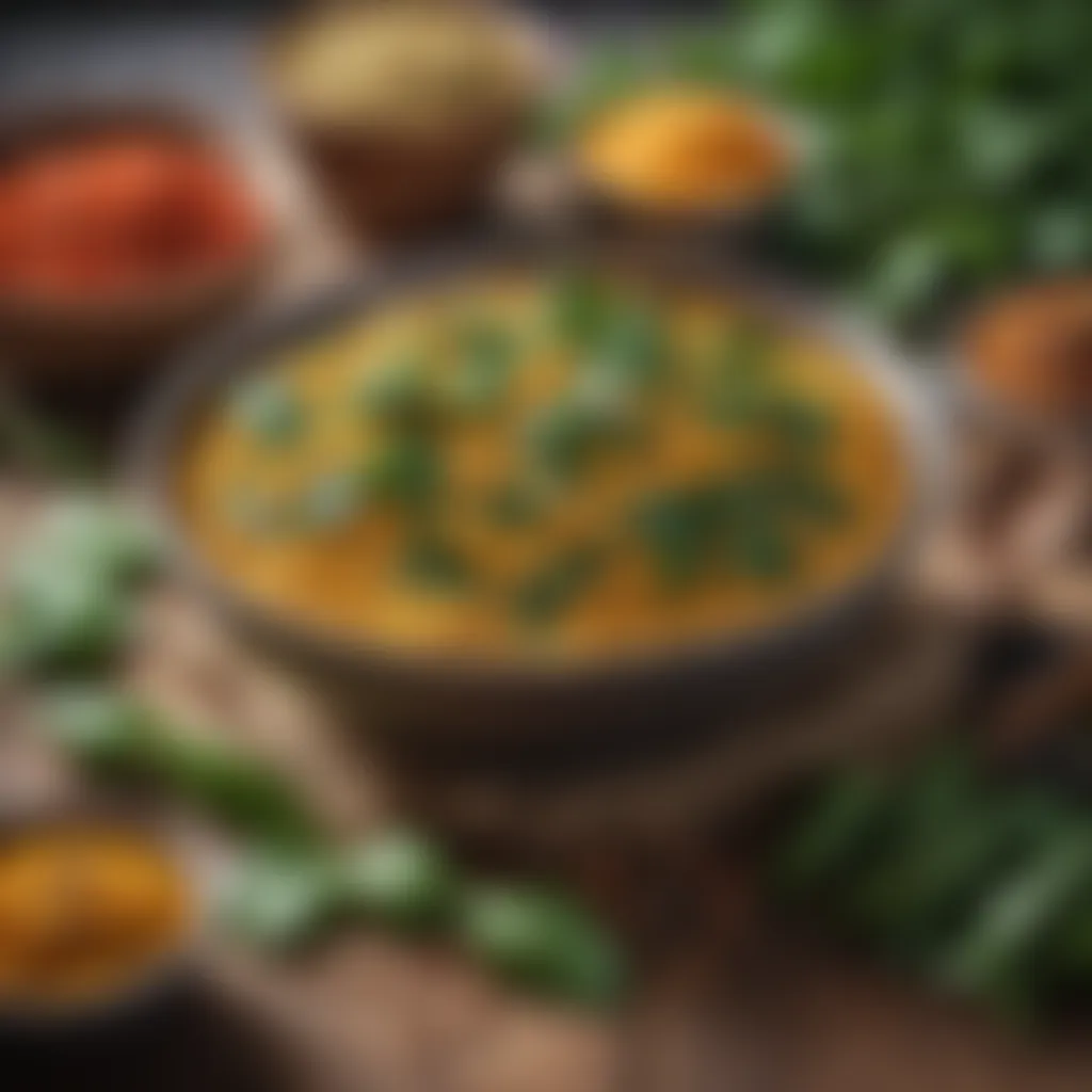 Aromatic Spices and Fresh Spinach Spices and Spinach for Green Chana Dal