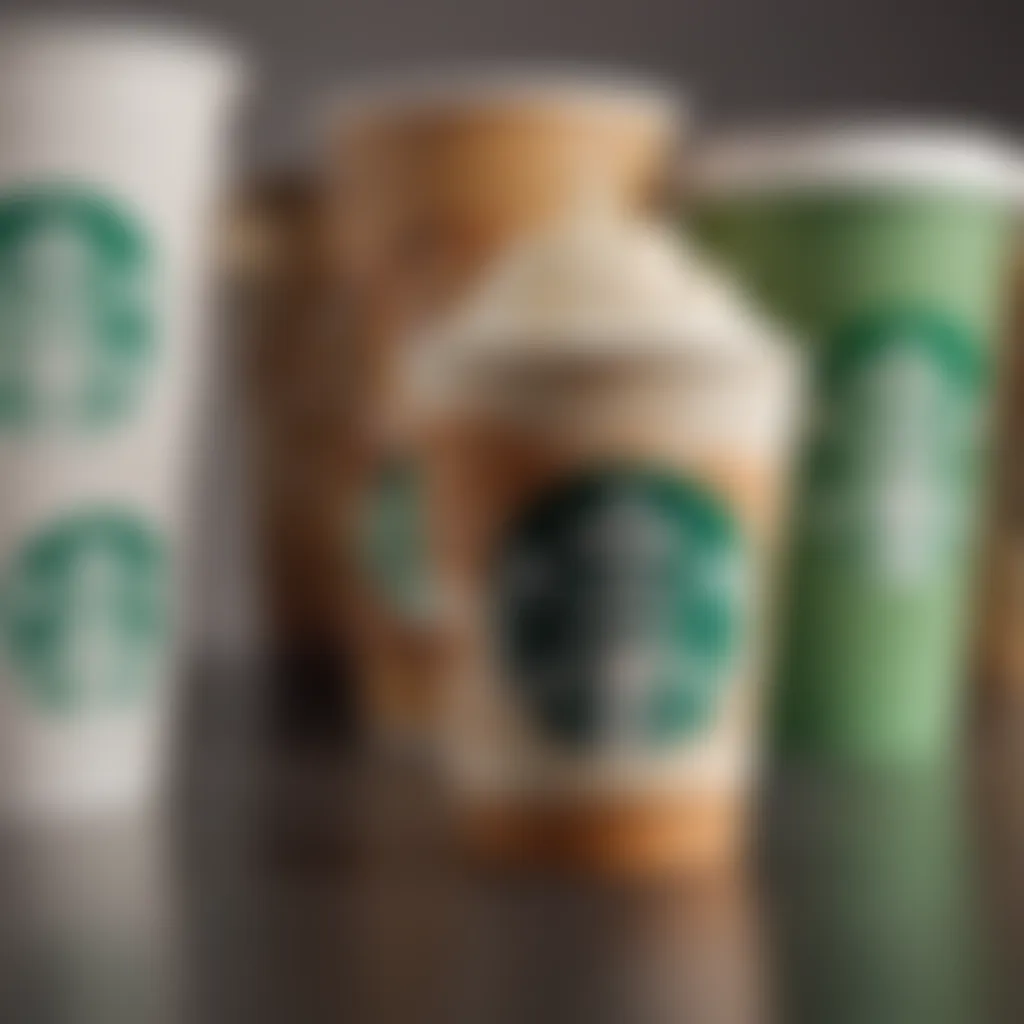 Starbucks cups arranged aesthetically, highlighting branding elements