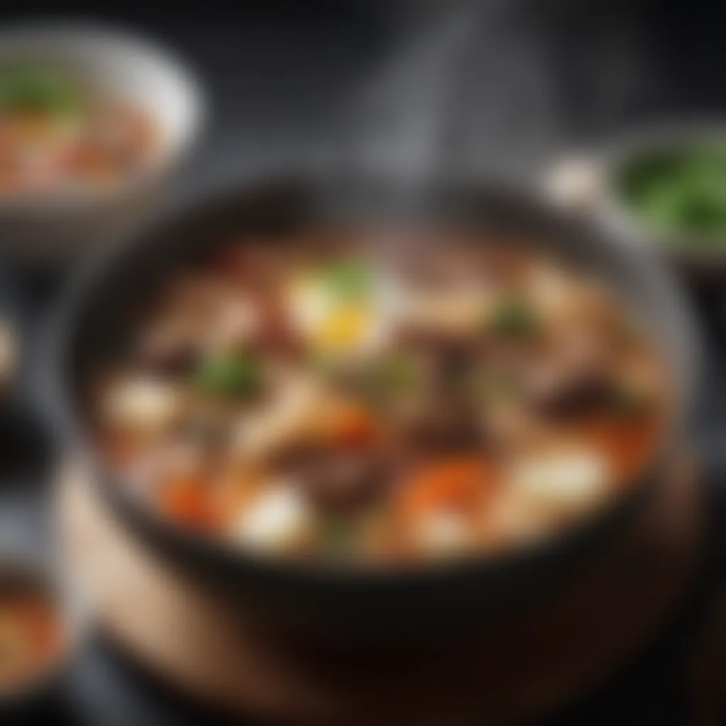 Steaming bowl of homemade Korean stew