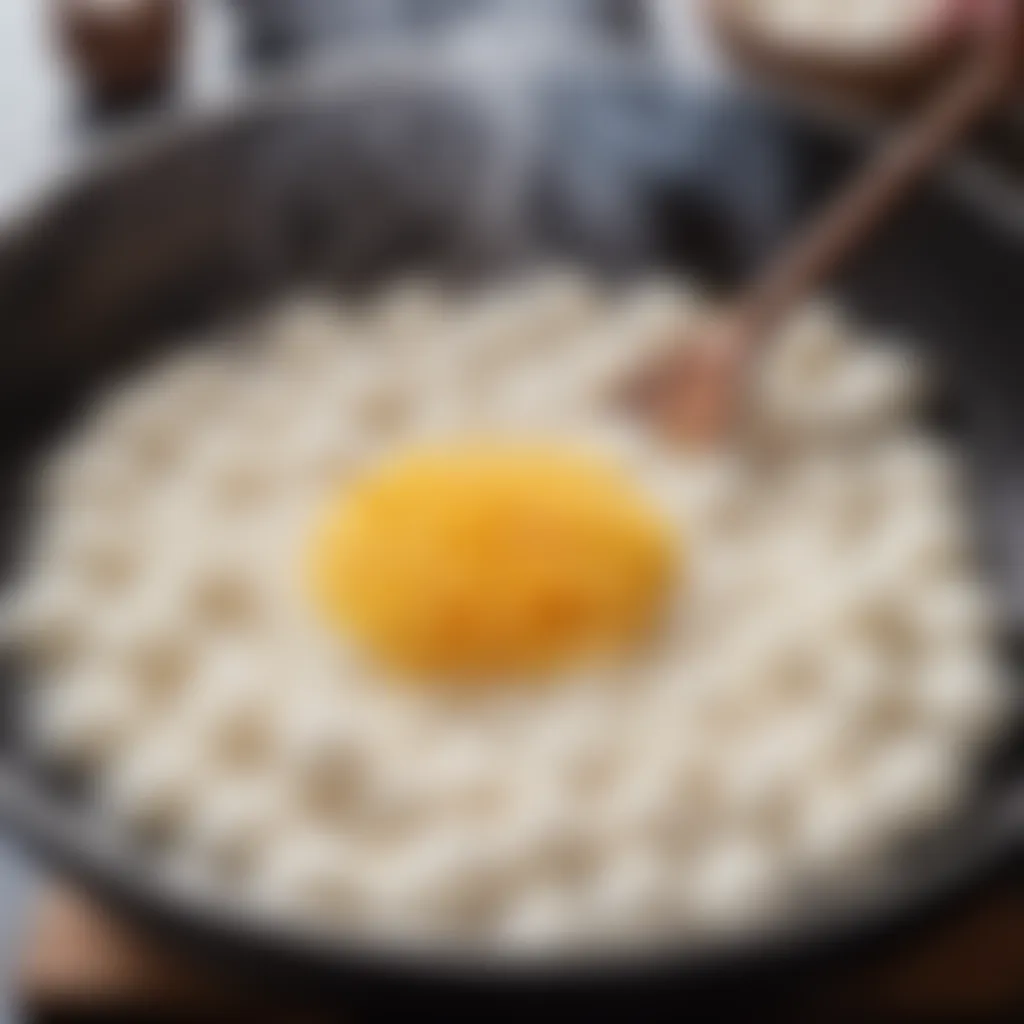 Steaming the rice cake mixture