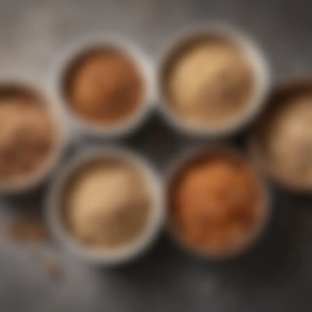 An assortment of wholesome grains displayed in bowls, featuring quinoa, brown rice, and farro for a nutritious meal foundation