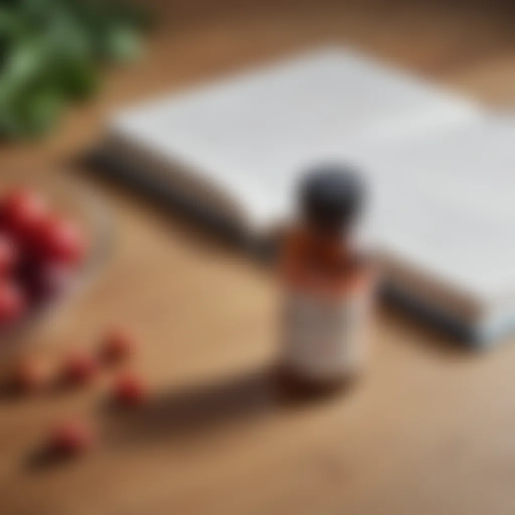 Natural supplements displayed next to a notebook