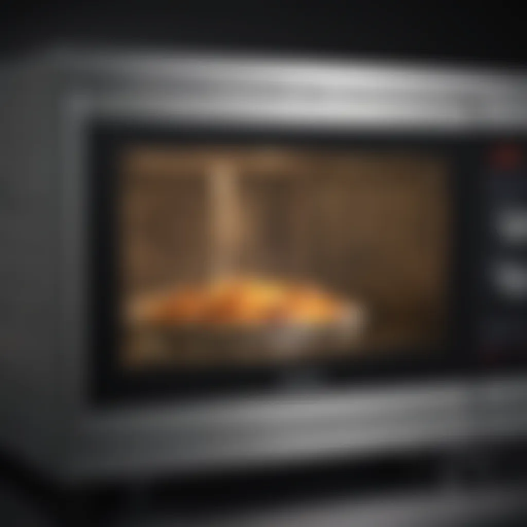 Close-up of advanced microwave features showcasing digital display and controls