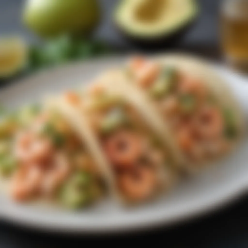 Succulent Shrimp Scampi Tacos with Avocado Slices and Cilantro