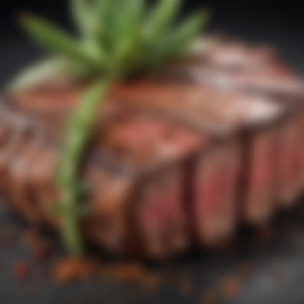 Close-up of a succulent steak with diabetes-friendly seasonings