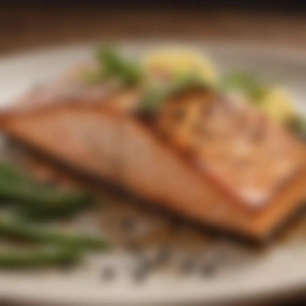 Sumptuous grilled salmon fillet with flavorful seasoning