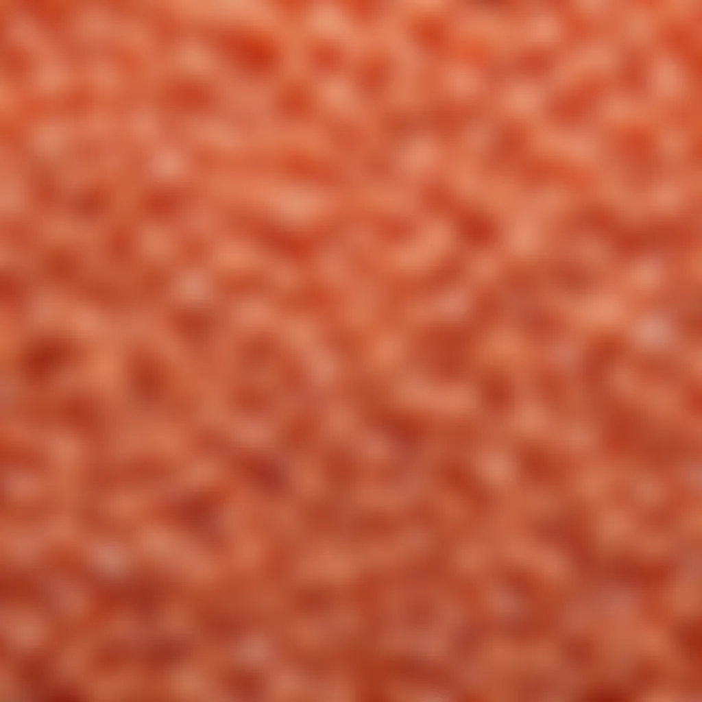 A close-up view of surimi crabmeat showcasing its texture and color.