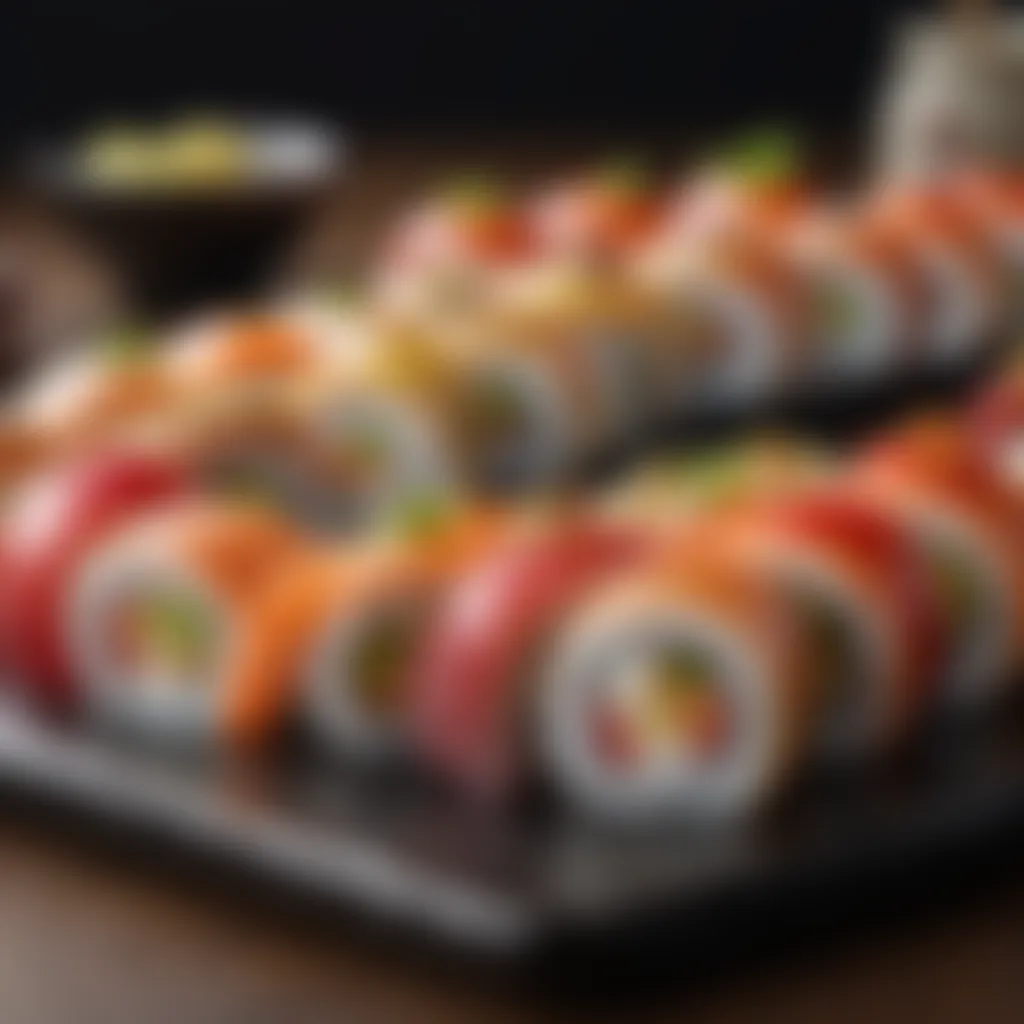 Artistic Presentation of Sushi Rolls Colorful Sushi Rolls