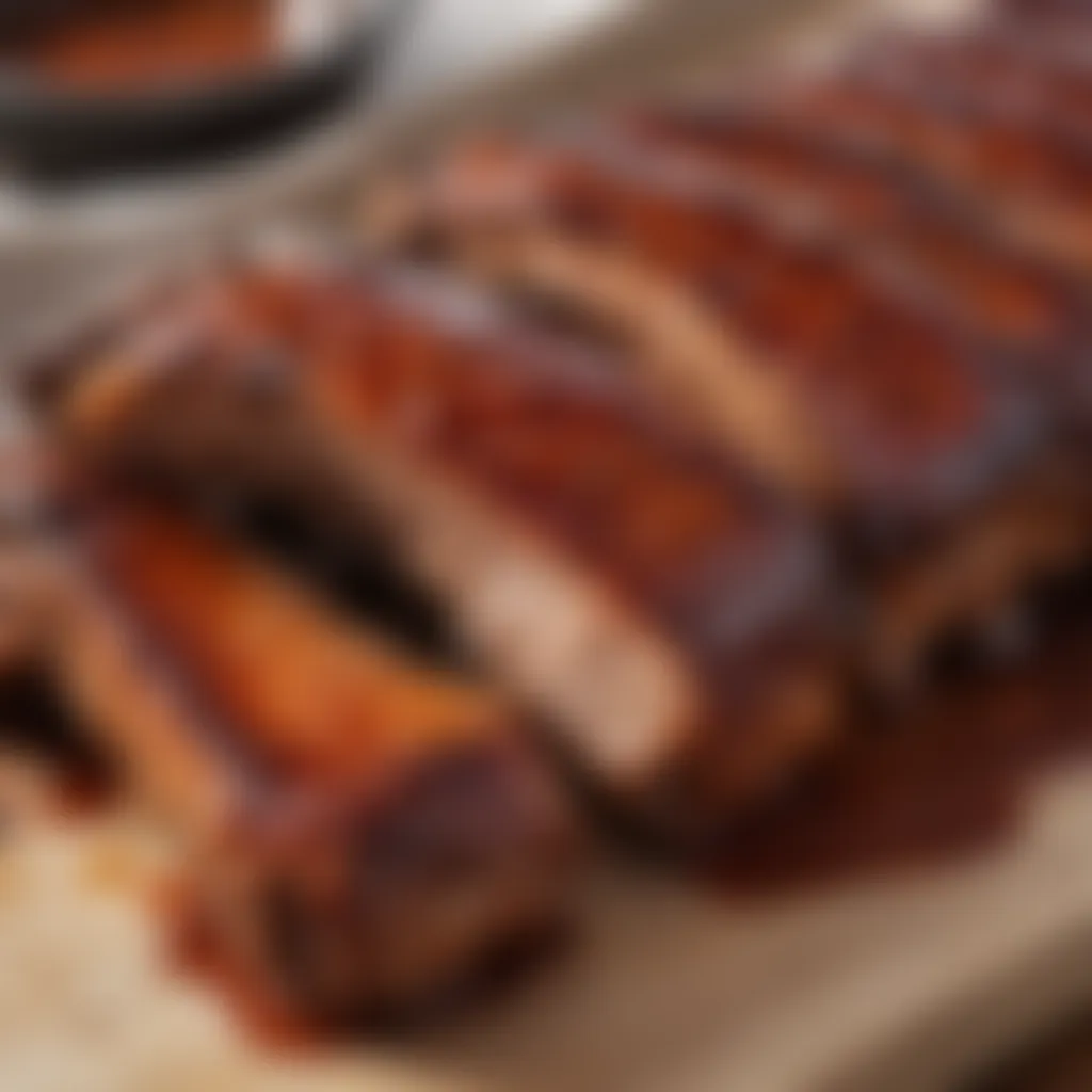 Tender baby back ribs glazed with a tangy barbecue sauce