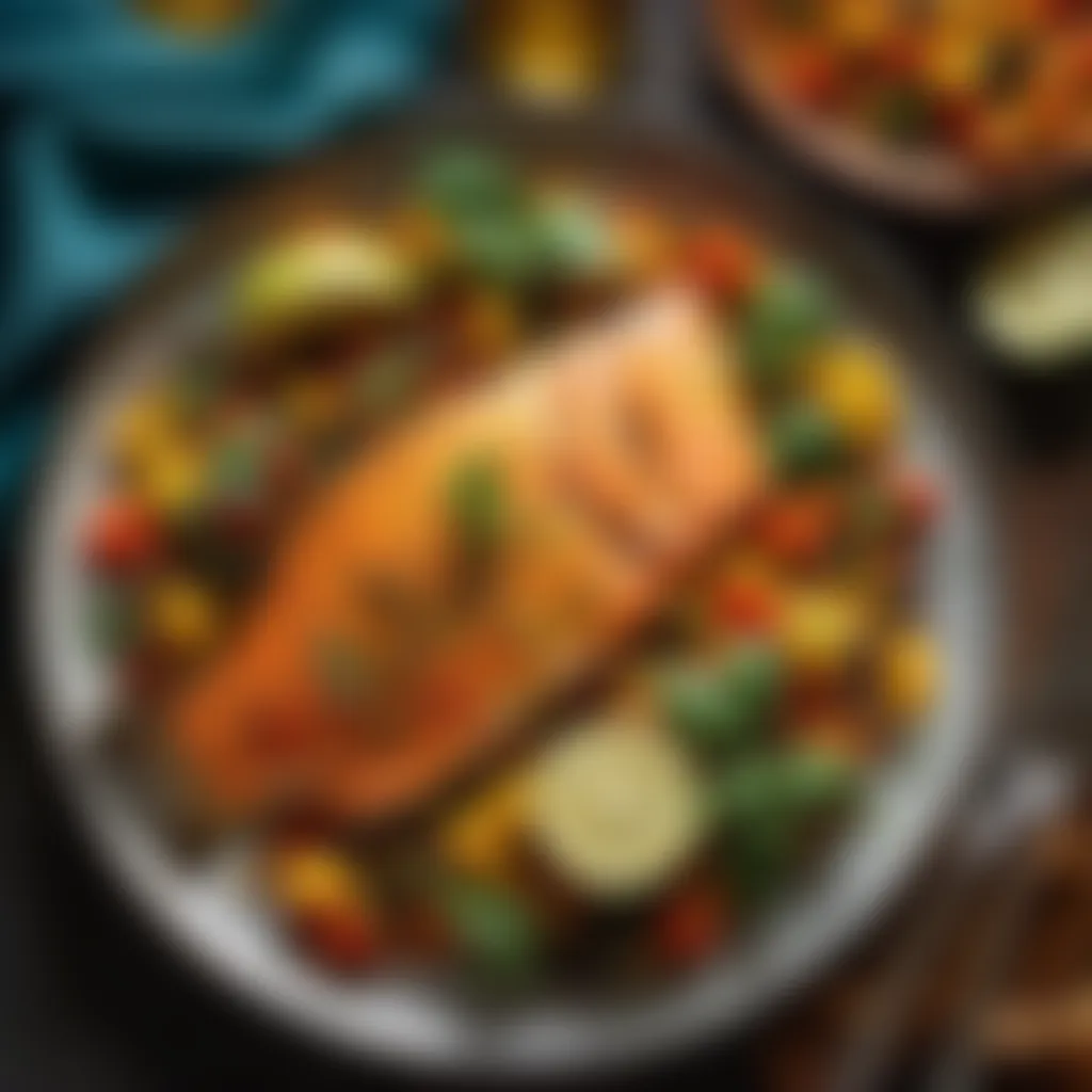 Abstract interpretation of a tantalizing southwest oven-baked fish dish