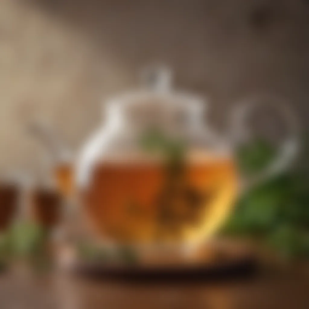 An elegant tea pot with an infusion of detoxifying herbs