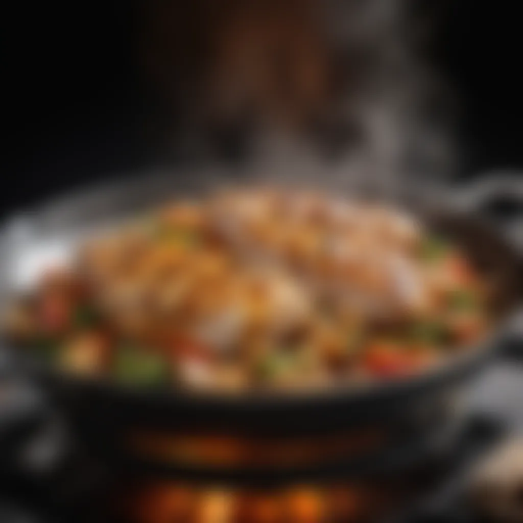 Tender Chicken Breast Sizzling in Wok