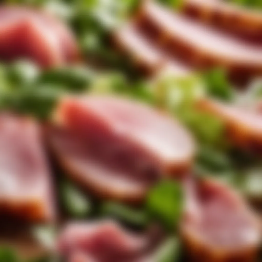 Close-up of the texture of Polish ham salad