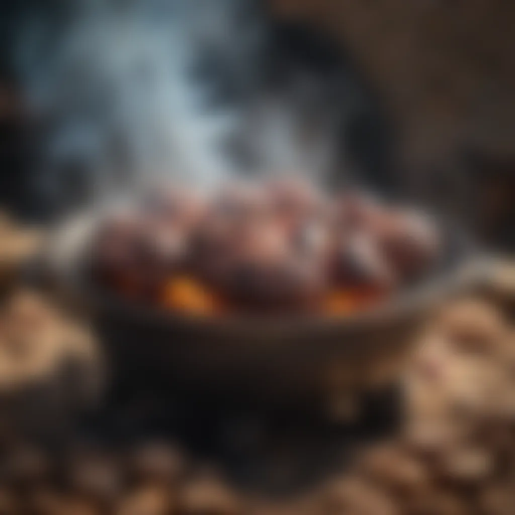 A traditional barbecue pit with smoke rising