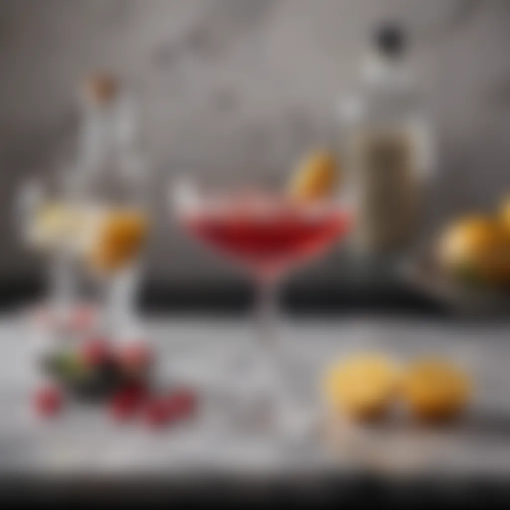 Elegant Presentation of Gibson Cocktail A sophisticated presentation of a Gibson cocktail on a marble countertop.