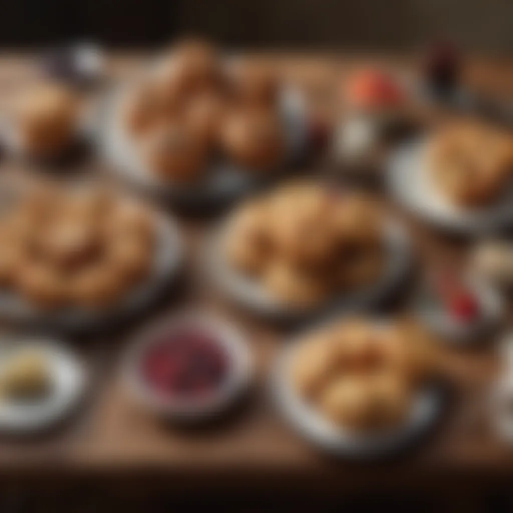 A delightful spread of homemade baked goods displayed on a rustic table.