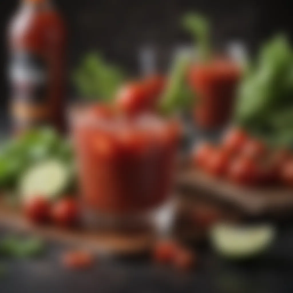 A vibrant display of Bloody Mary ingredients