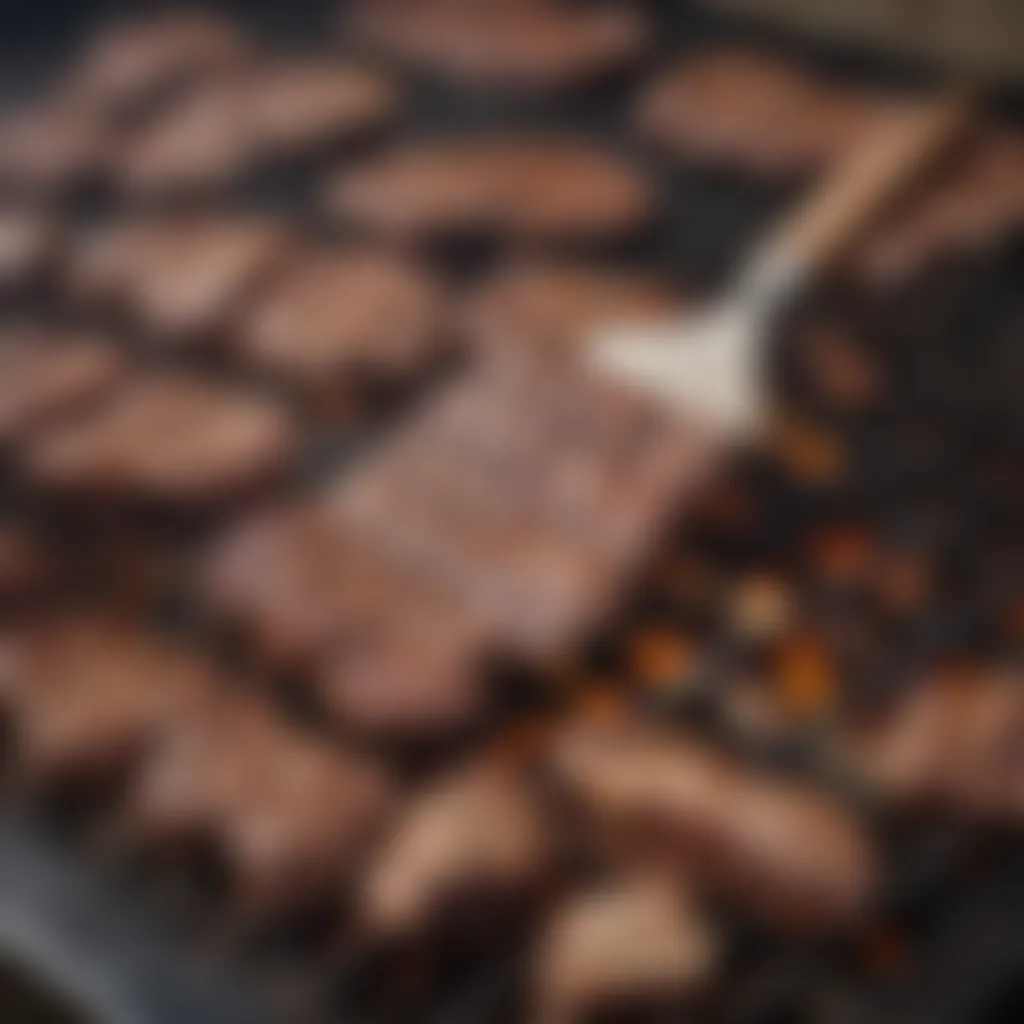 A well-maintained BBQ scraper resting beside a grill after use