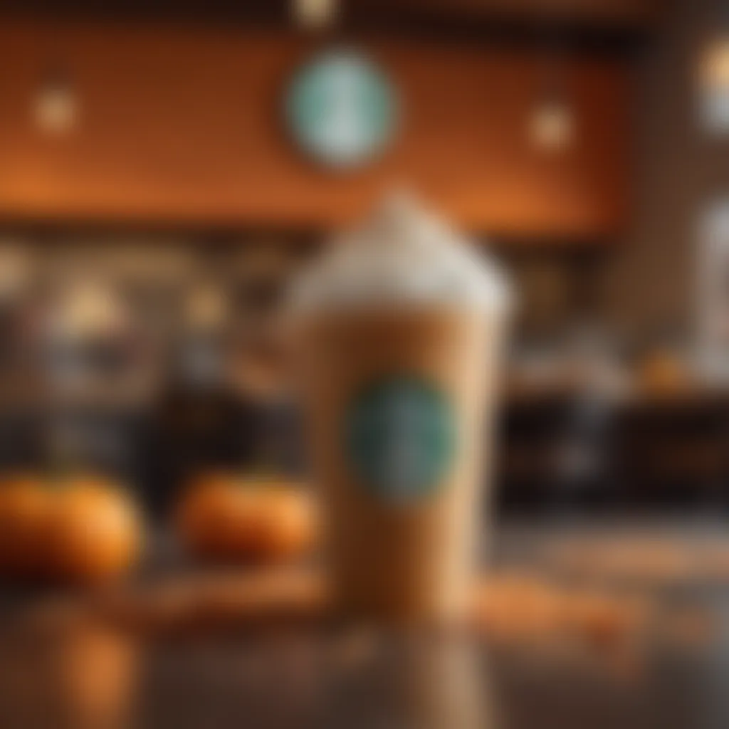 A cozy Starbucks ambiance with pumpkin spice decorations.