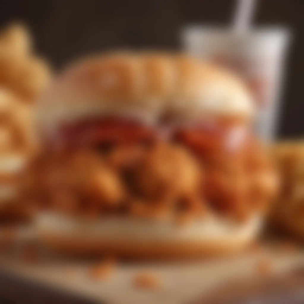 A close-up of a delicious Popeyes Chicken Sandwich highlighting its ingredients.