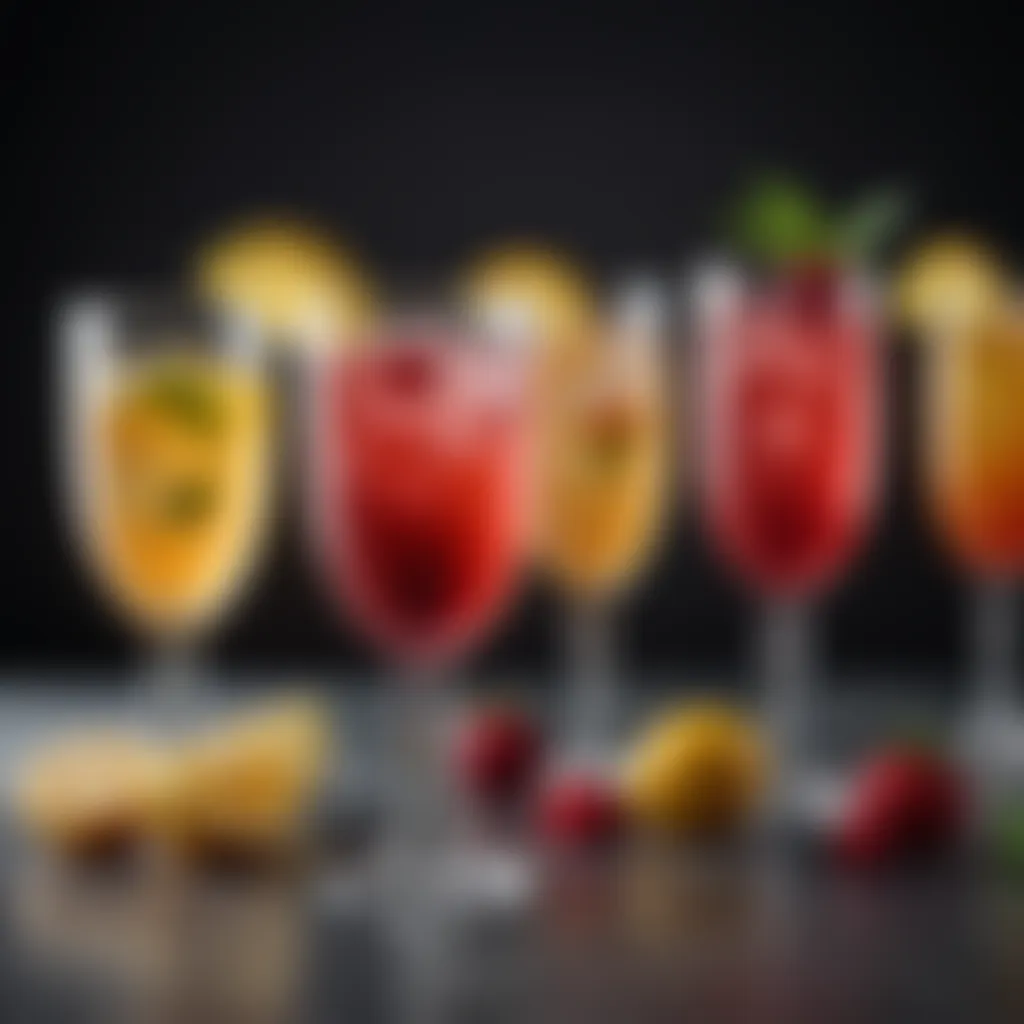 Exquisite glassware filled with colorful, refreshing mocktails, inviting indulgence.