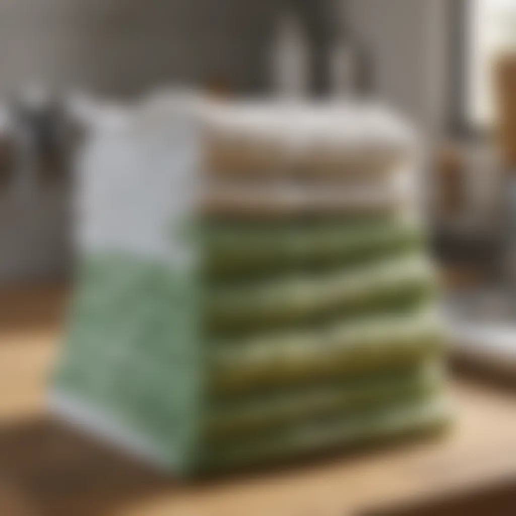 Eco-friendly bamboo dish drying towels stacked neatly