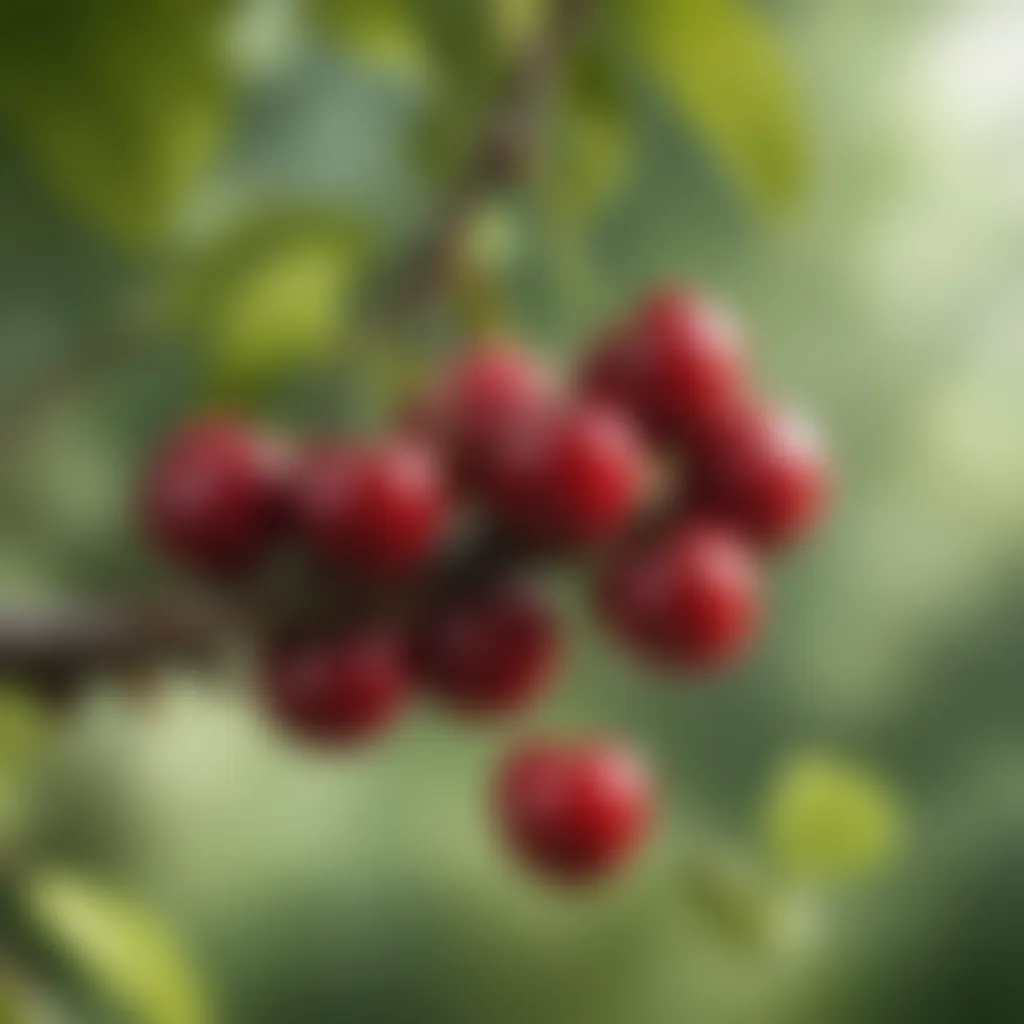 Vibrant cherries on a tree branch highlighting their natural beauty and health benefits.