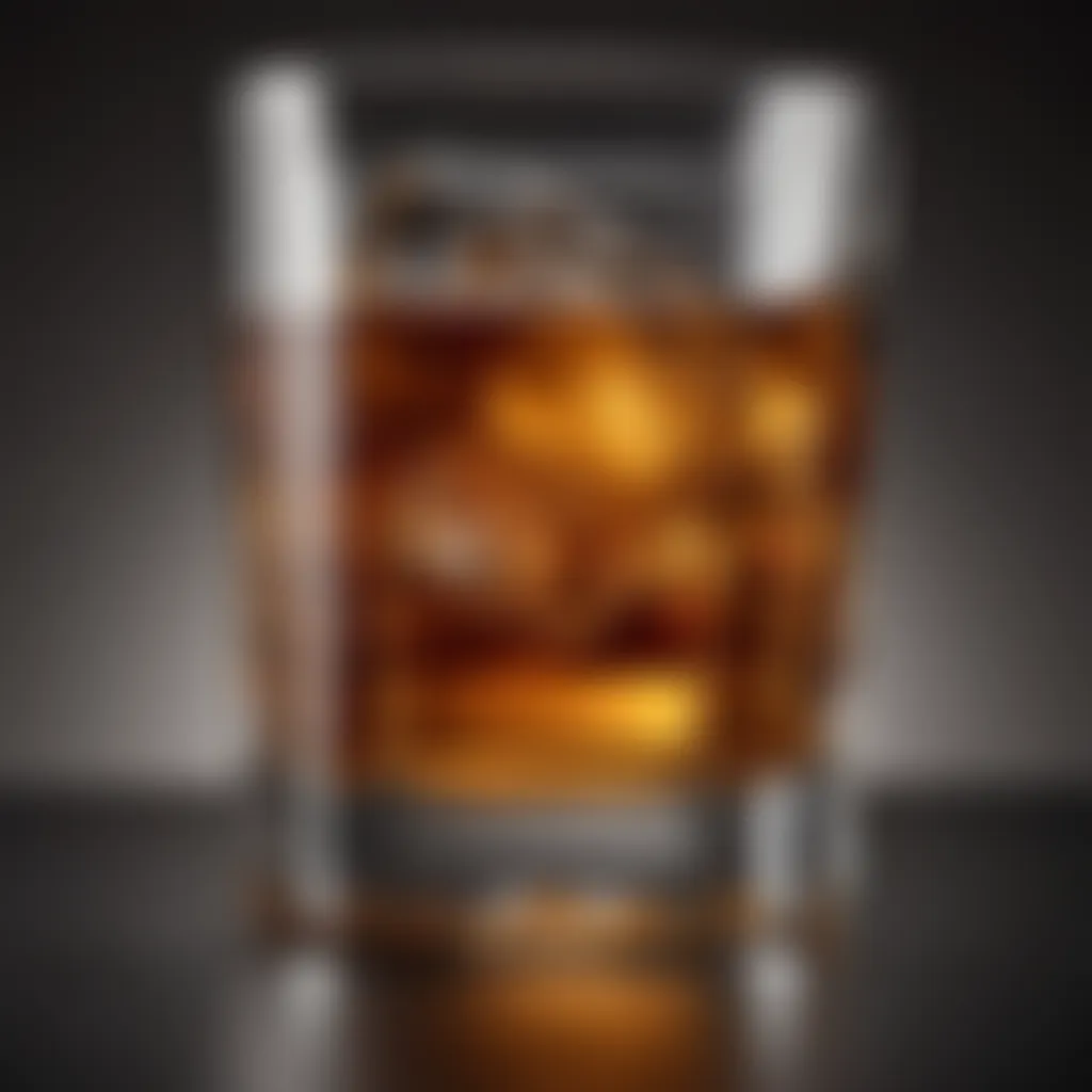 A close-up of a whiskey glass reflecting light, symbolizing the depth of flavor.