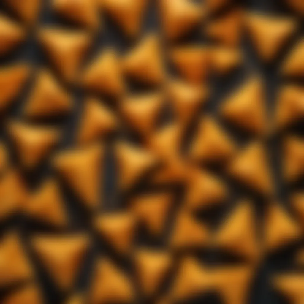 A close-up view of Cheddar Doritos showcasing their signature shape and texture