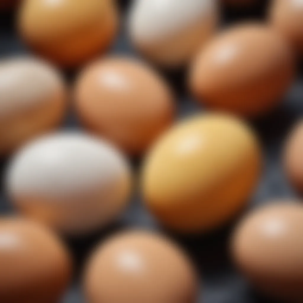 Close-up of hard cooked eggs showing their texture and color