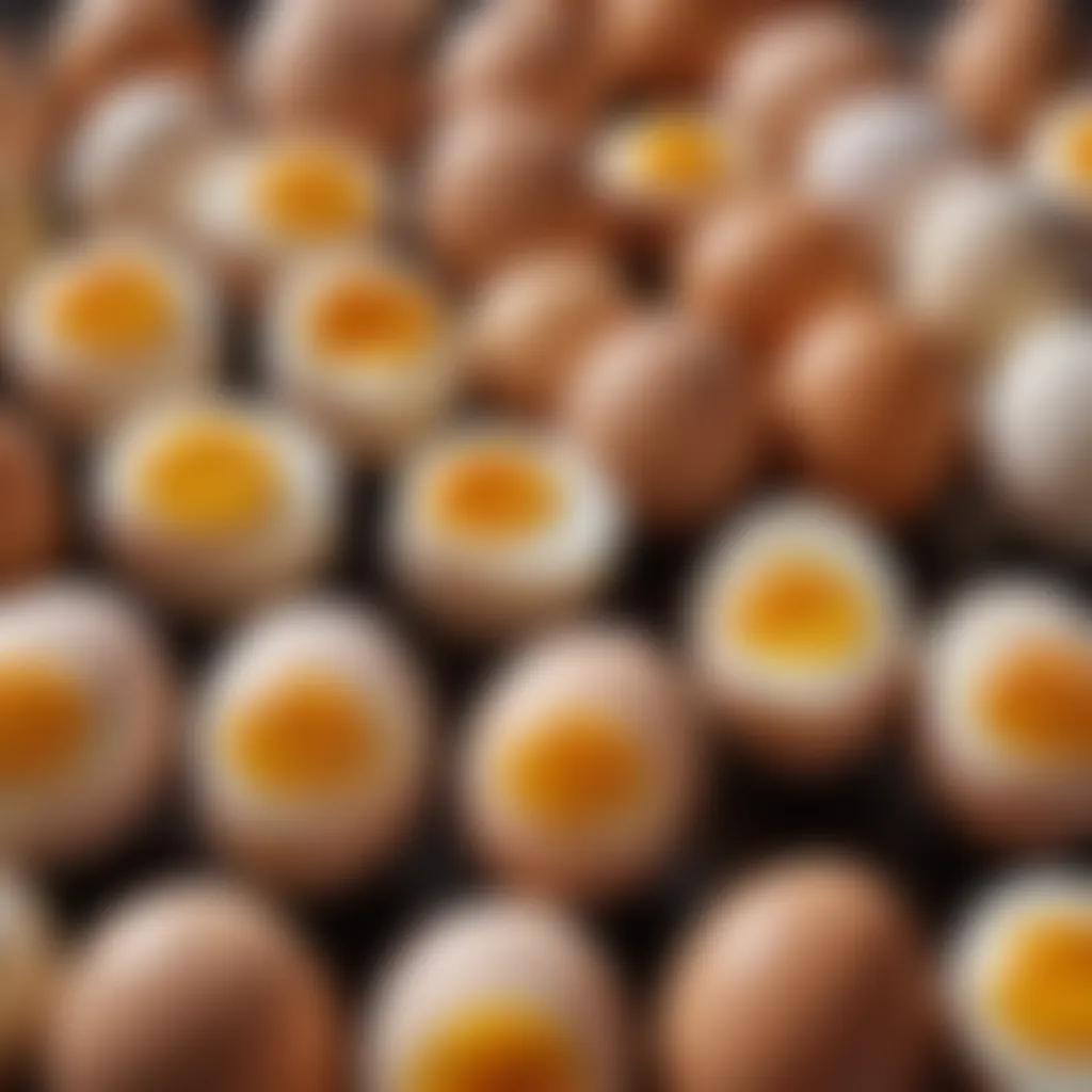 A close-up view of perfectly cooked eggs in various styles, highlighting their versatility