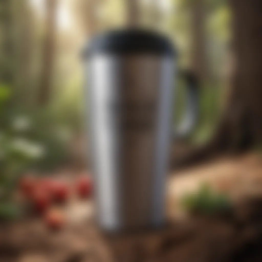 Giant travel mug in a nature setting