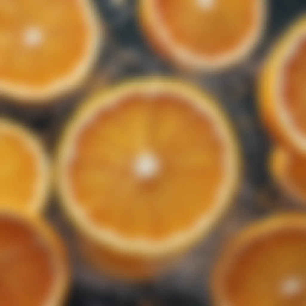 A close-up of sparkling water with vibrant citrus slices