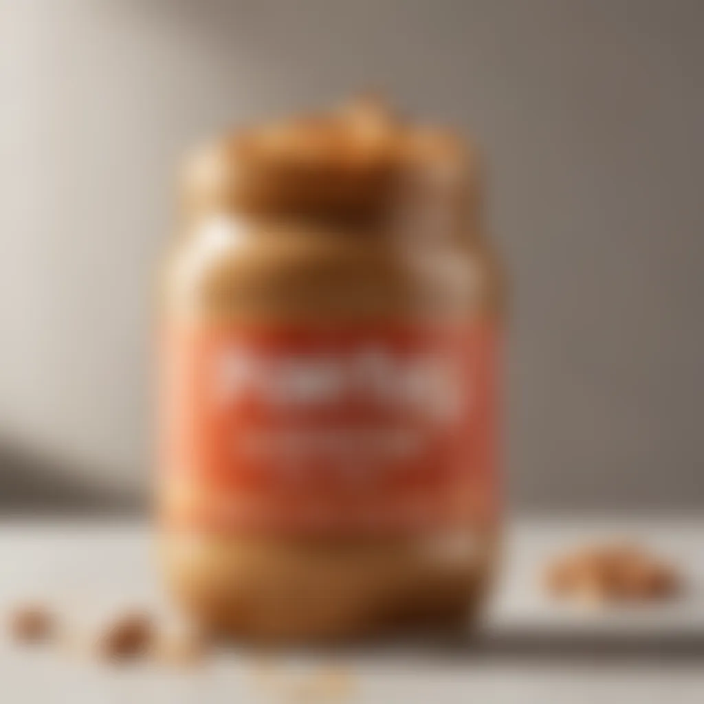 Close-up of nutritional label on a peanut butter jar