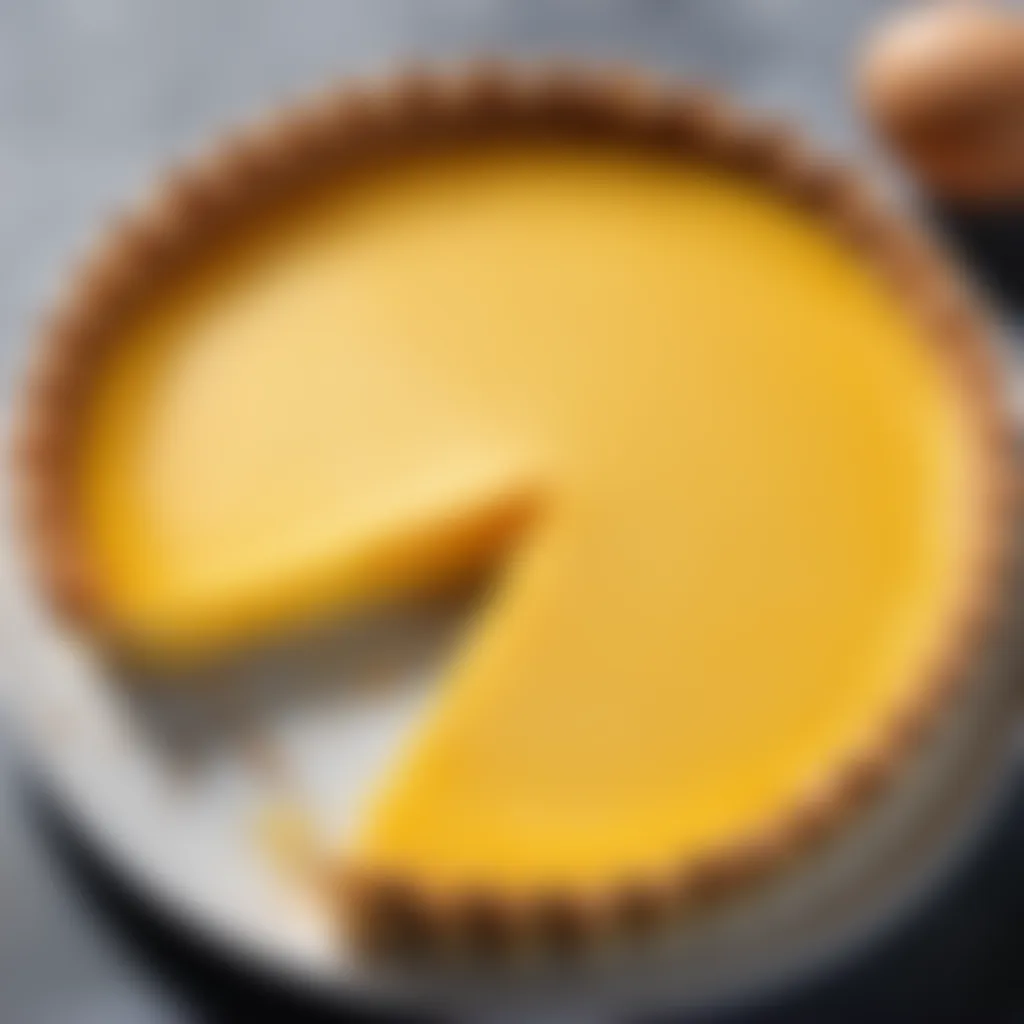 Freshly baked egg custard tart with a golden crust