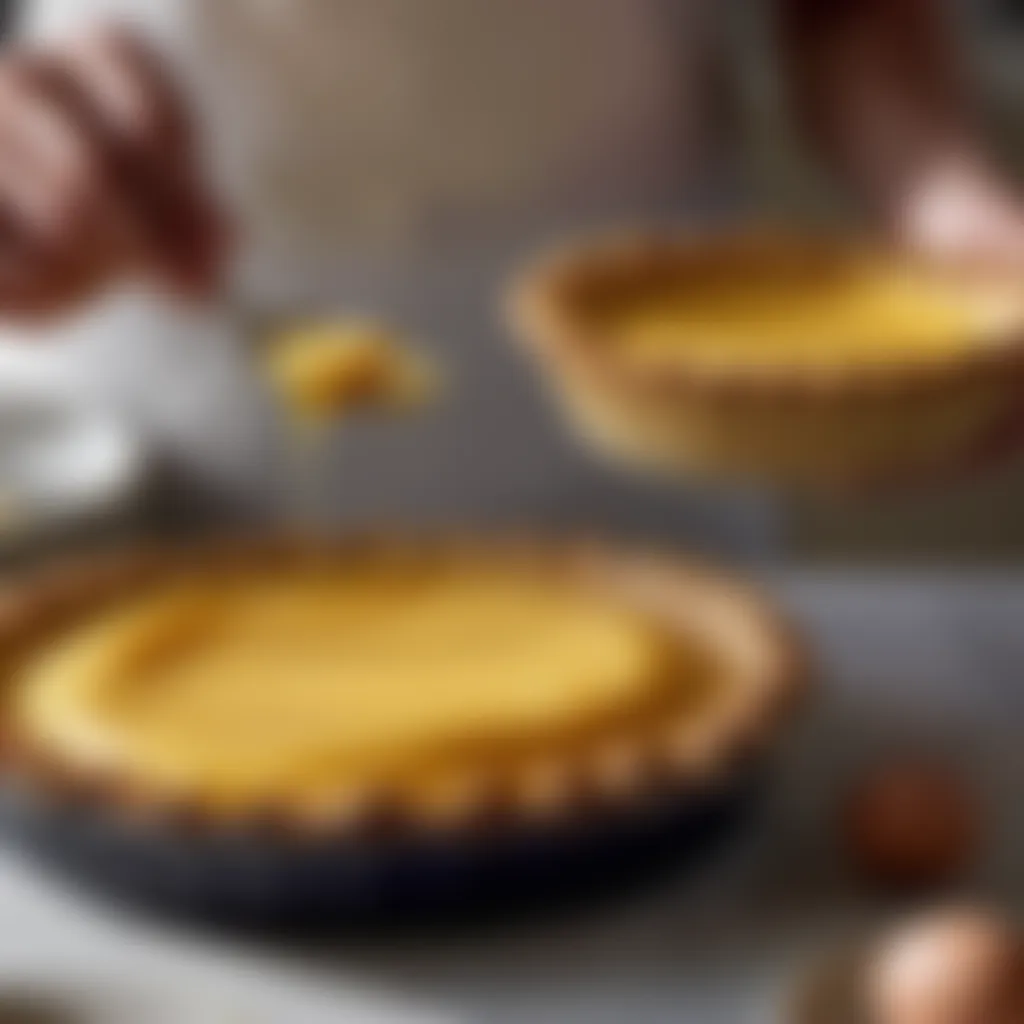 Arranging the tart crust in a pie dish