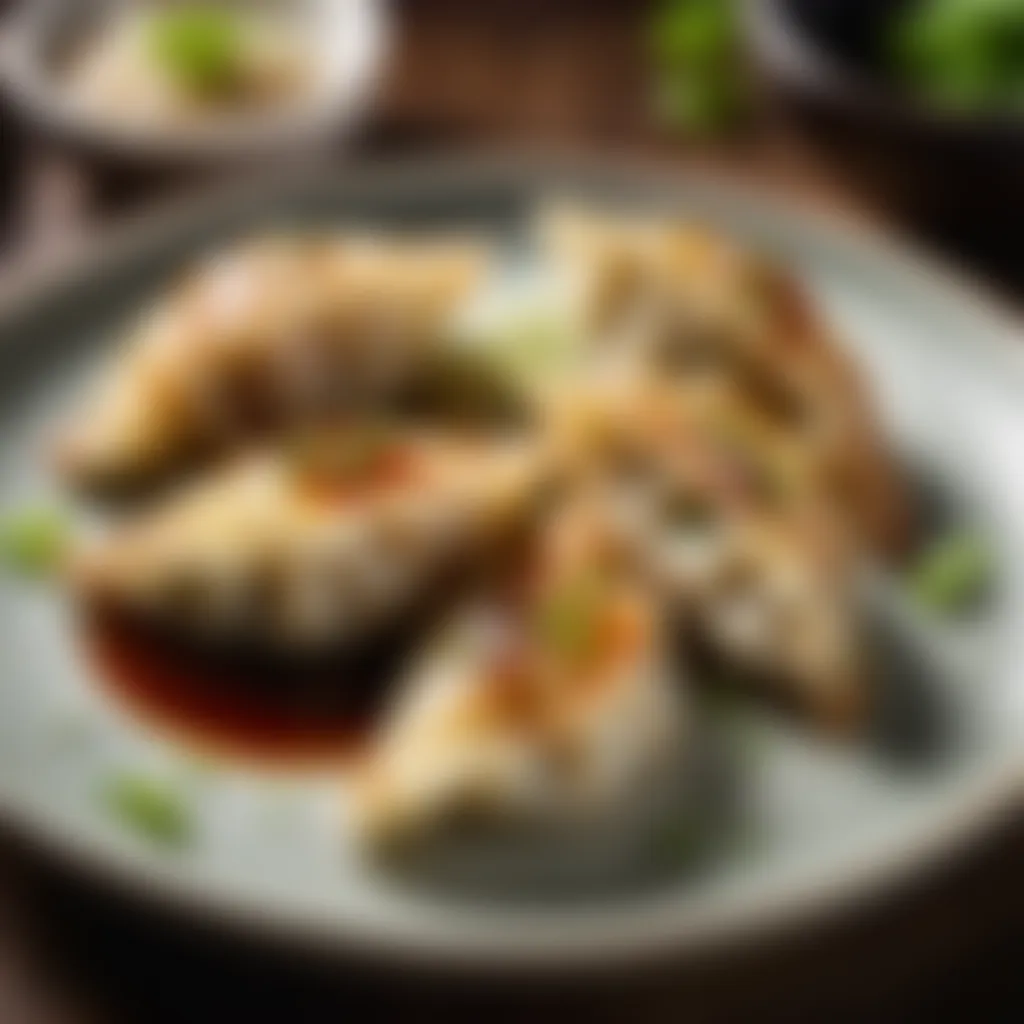 Cooked gyoza on a plate