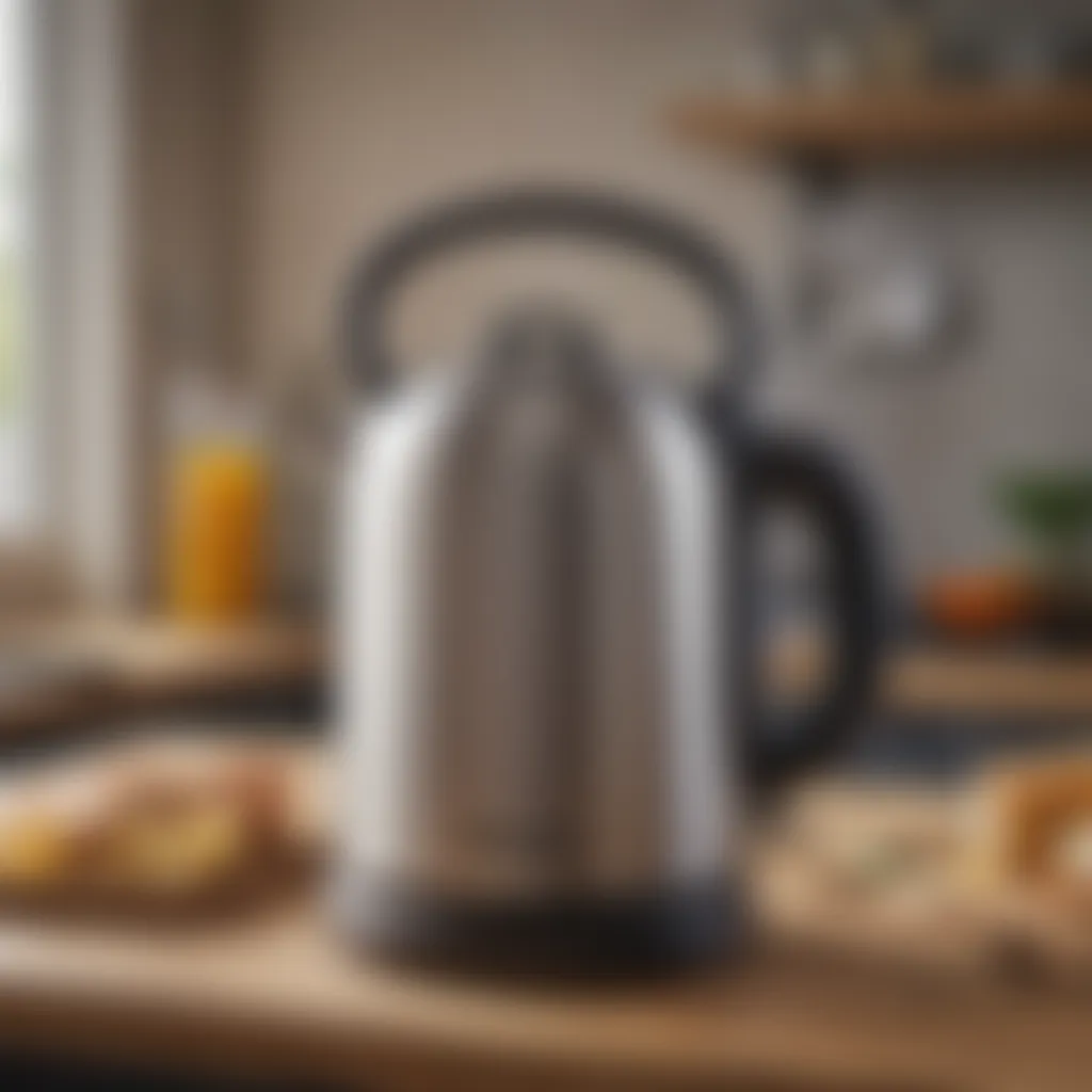 Battery-powered kettle in a sustainable kitchen environment