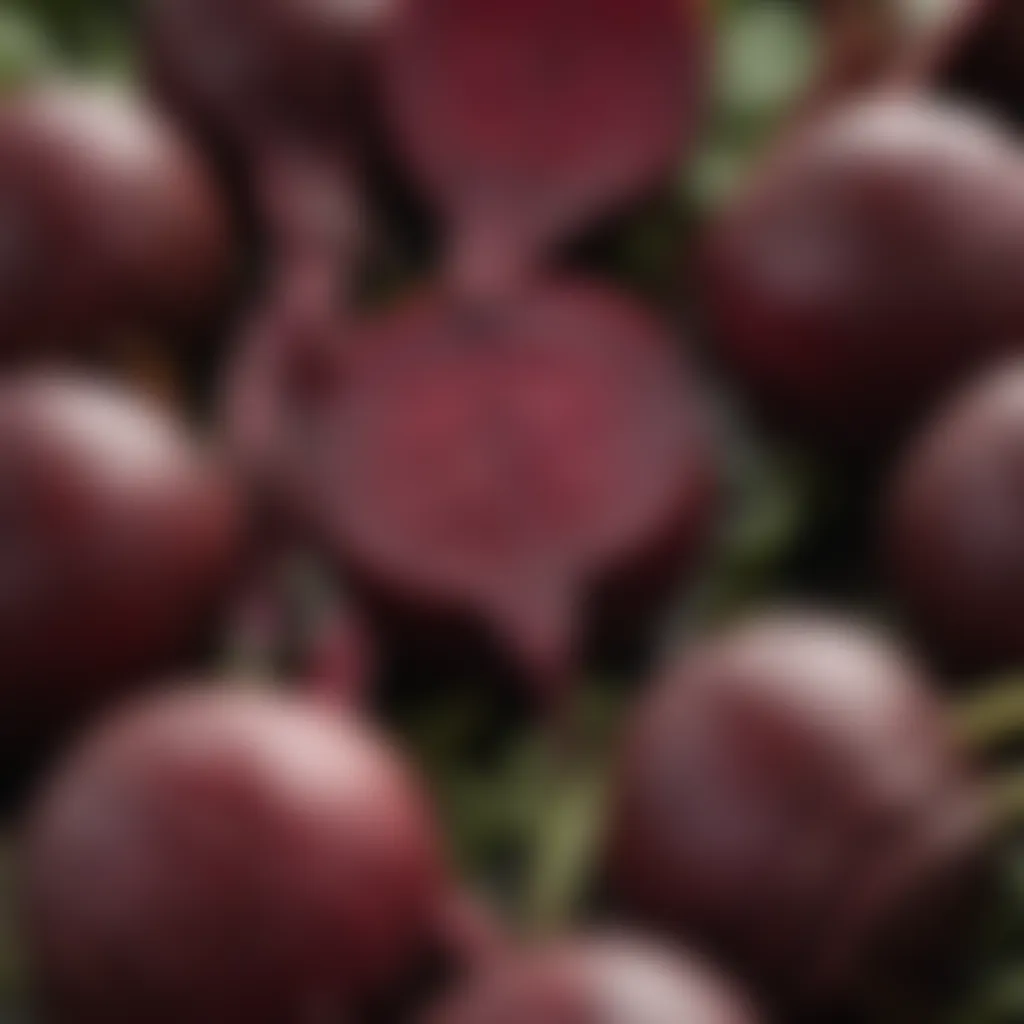 Close-up of beetroot showcasing its rich color and texture