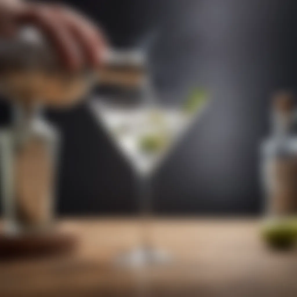 Creating the Perfect Shaken Gin Martini Cocktail shaker in action with ice and gin