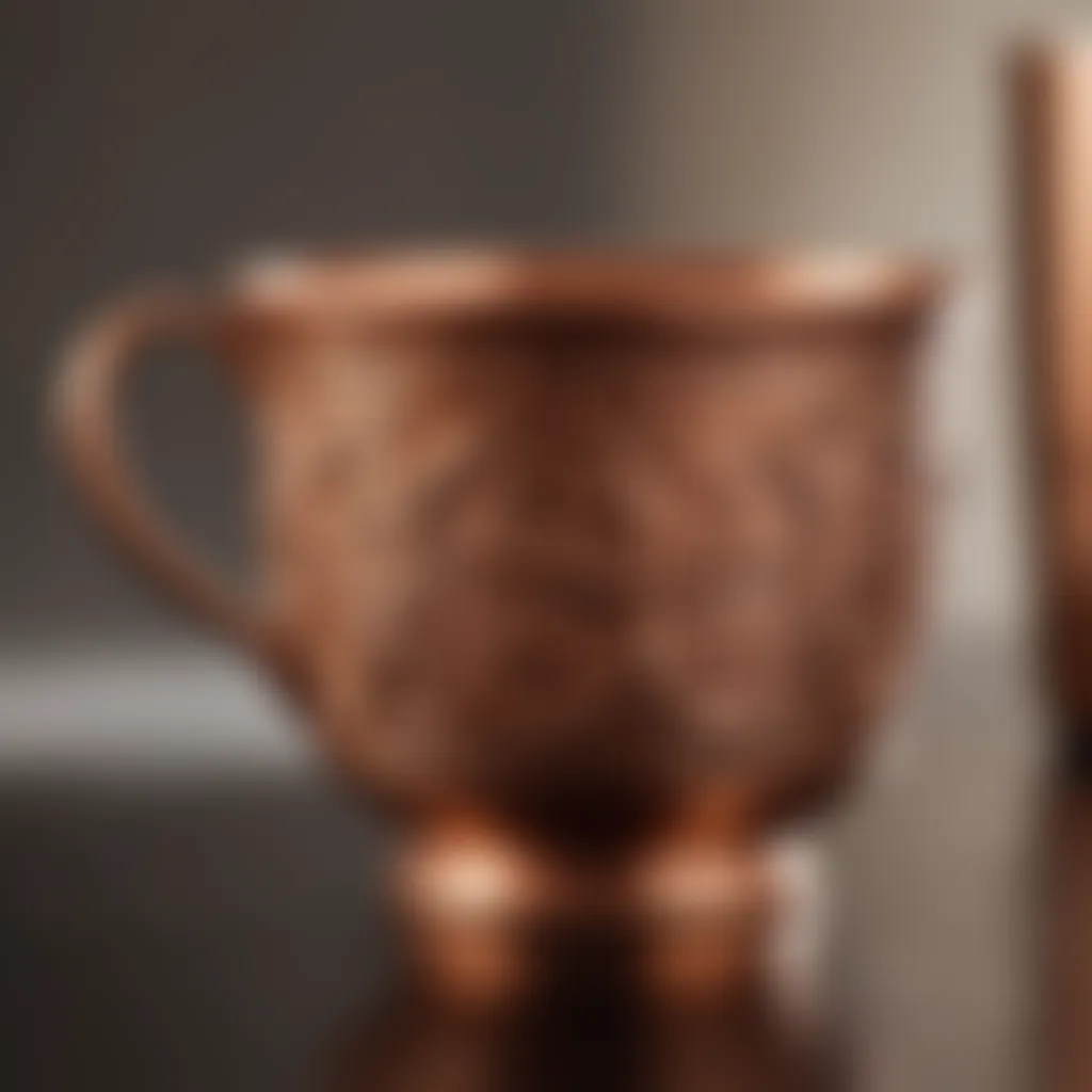 A beautifully crafted copper cup showcasing its intricate design