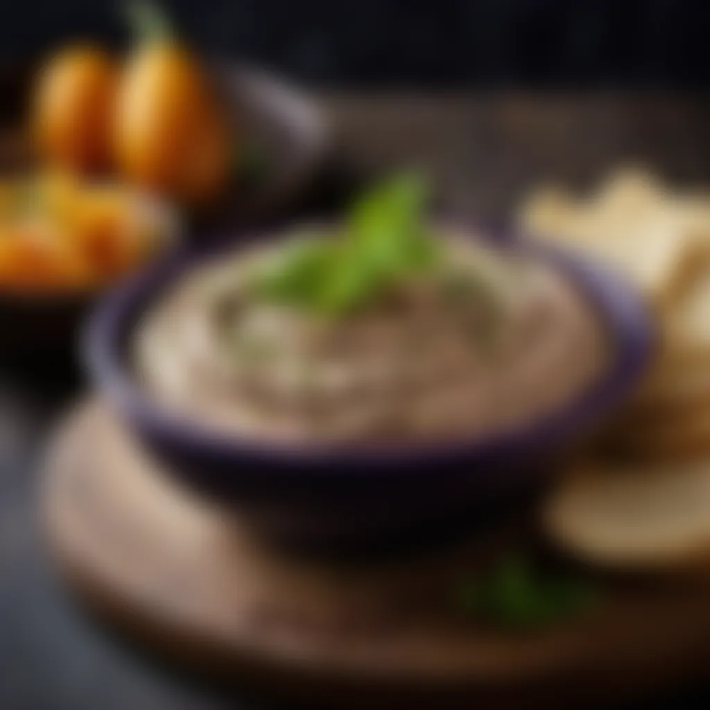 Garnished aubergine dip