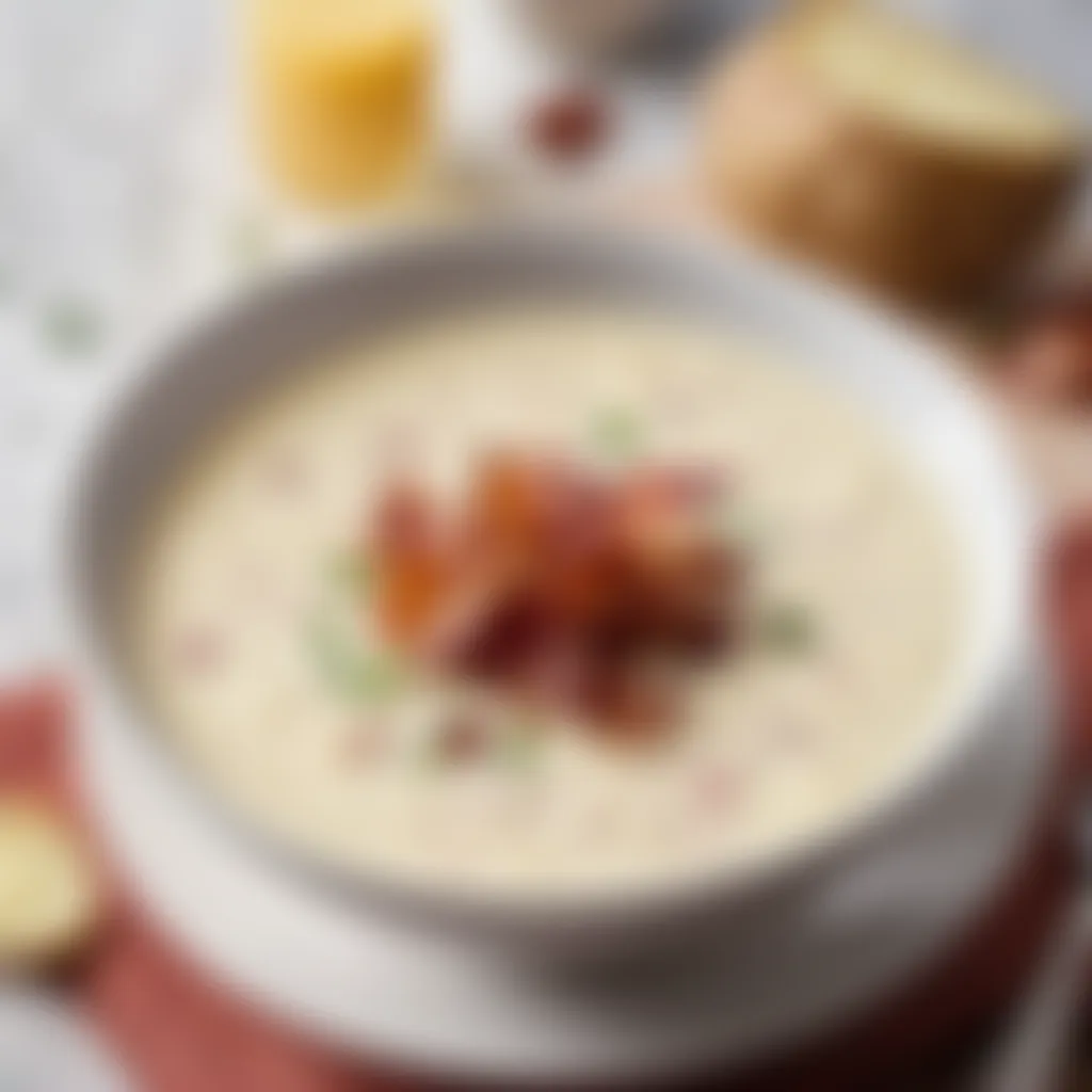 Creamy Potato Soup Garnished with Crispy Bacon