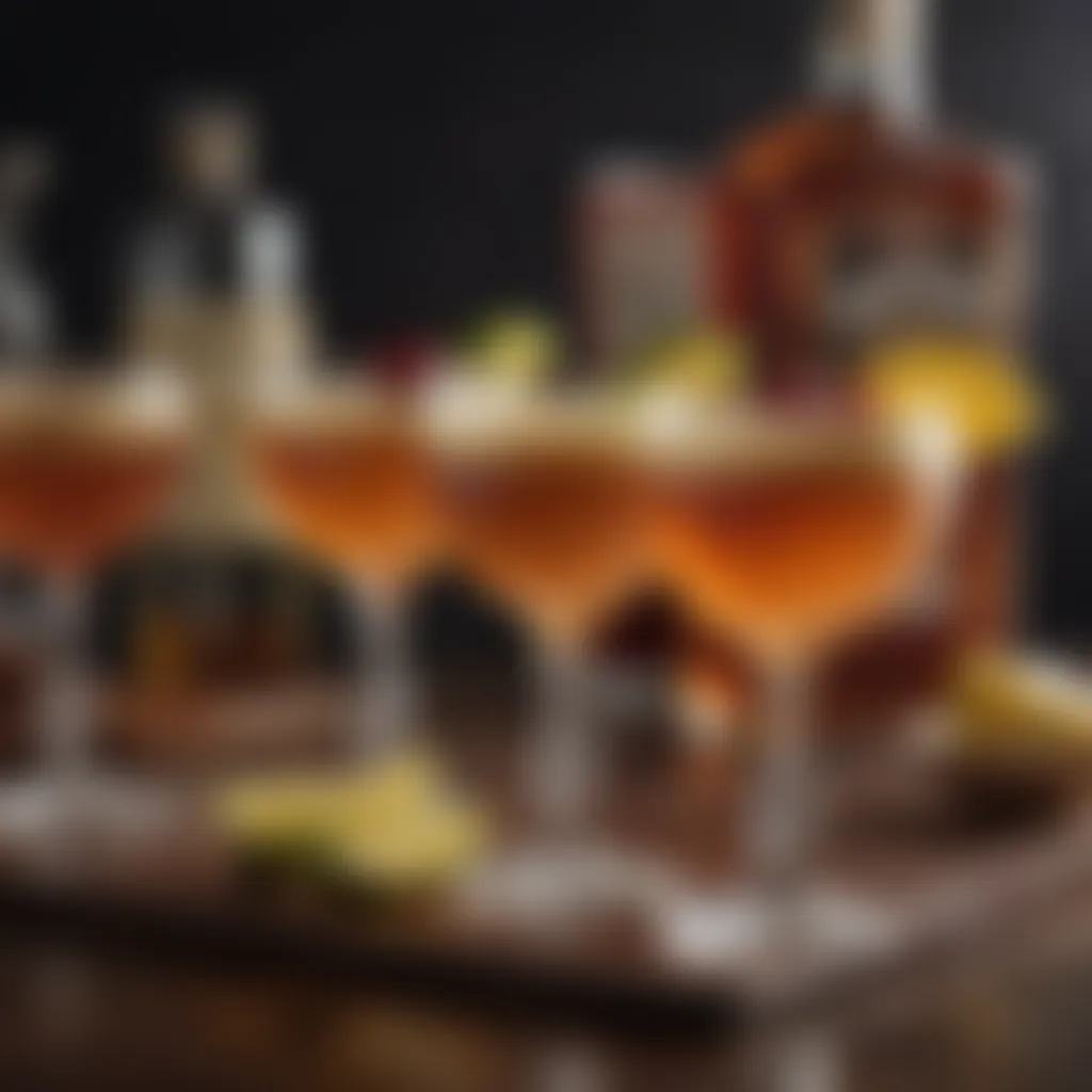 Artfully arranged amaretto cocktails with garnishes