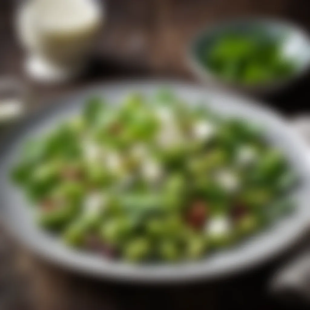 Broad bean salad with feta cheese and herbs