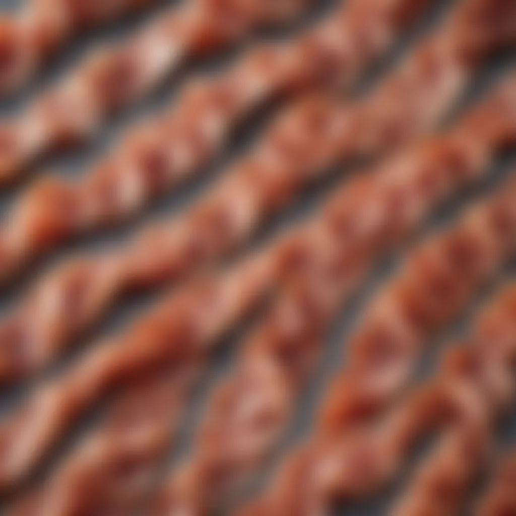 Thinly sliced pancetta arranged in a delicate pattern