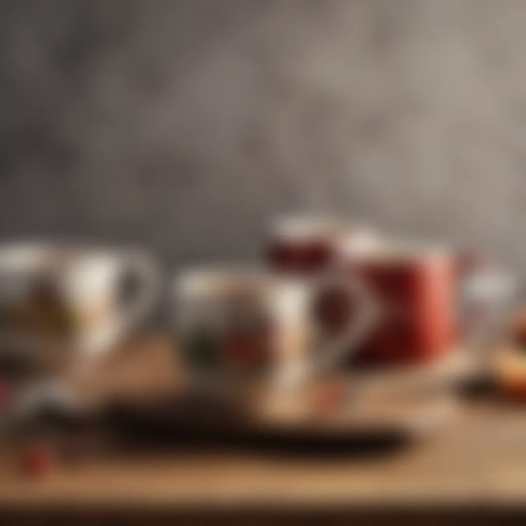 An artistic mug set placed on a rustic wooden table, ideal for tea lovers