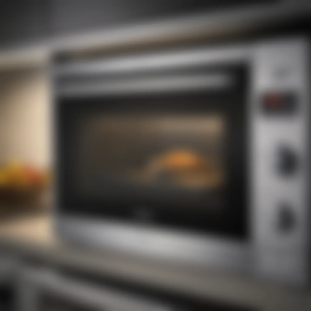 A close-up view showcasing the control panel of a top mounted microwave oven.