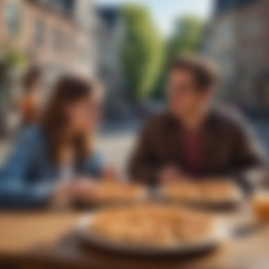 A scenic view of tourists enjoying waffles in Belgium